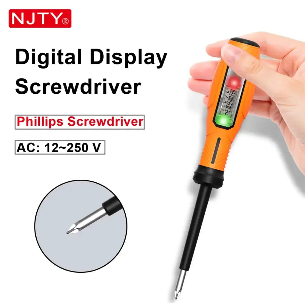 Non-Contact Screwdriver Voltage Tester Pen Live Wire Check Breakpoint Finder AC 12-220V LCD Display Screen Voltmeter NJTY LY86D