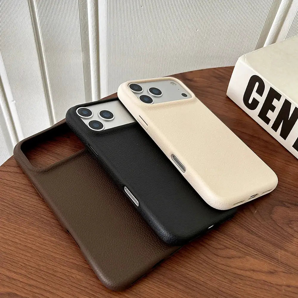 Luxury Leather Texture Phone Case For iPhone 18 17 Pro Max 17 Air 16 Plus 15 14 13 12 11 Pro Max Shockproof Soft TPU Cover Shell