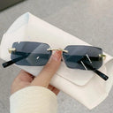 Trendy Rimless Rectangle Sunglasses for Men and Women Stylish