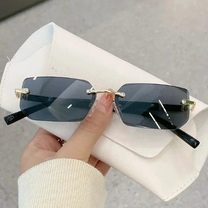 Trendy Rimless Rectangle Sunglasses For Men And Women Unisex