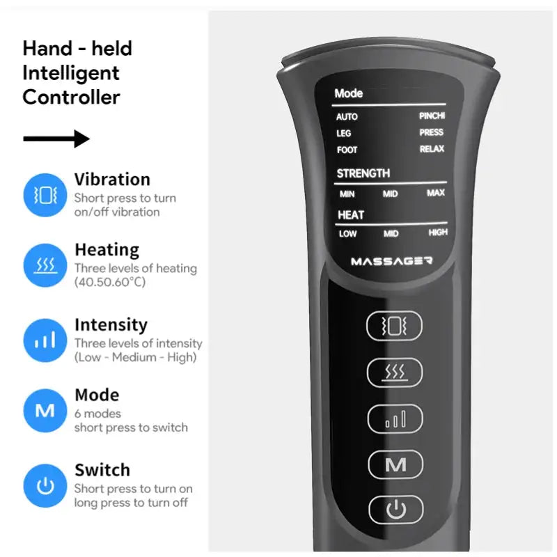 Full Leg Massager with Heat And Air Compression Foot for Circulation Fatigue Relief Sequential Compression Boot Leg Massager