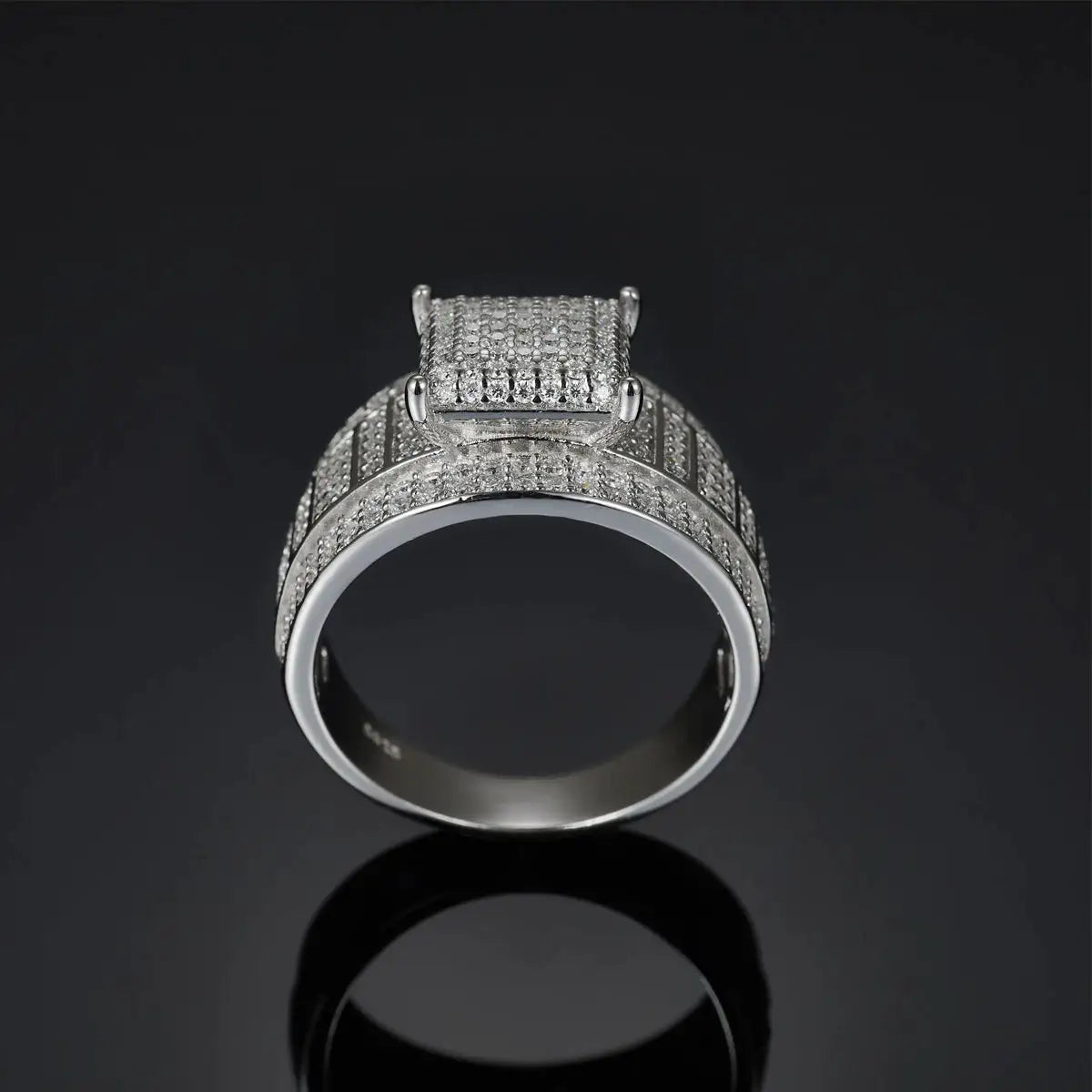 Gold Plated Sterling Silver Silver CZ Hip Hop Ring — product image 6