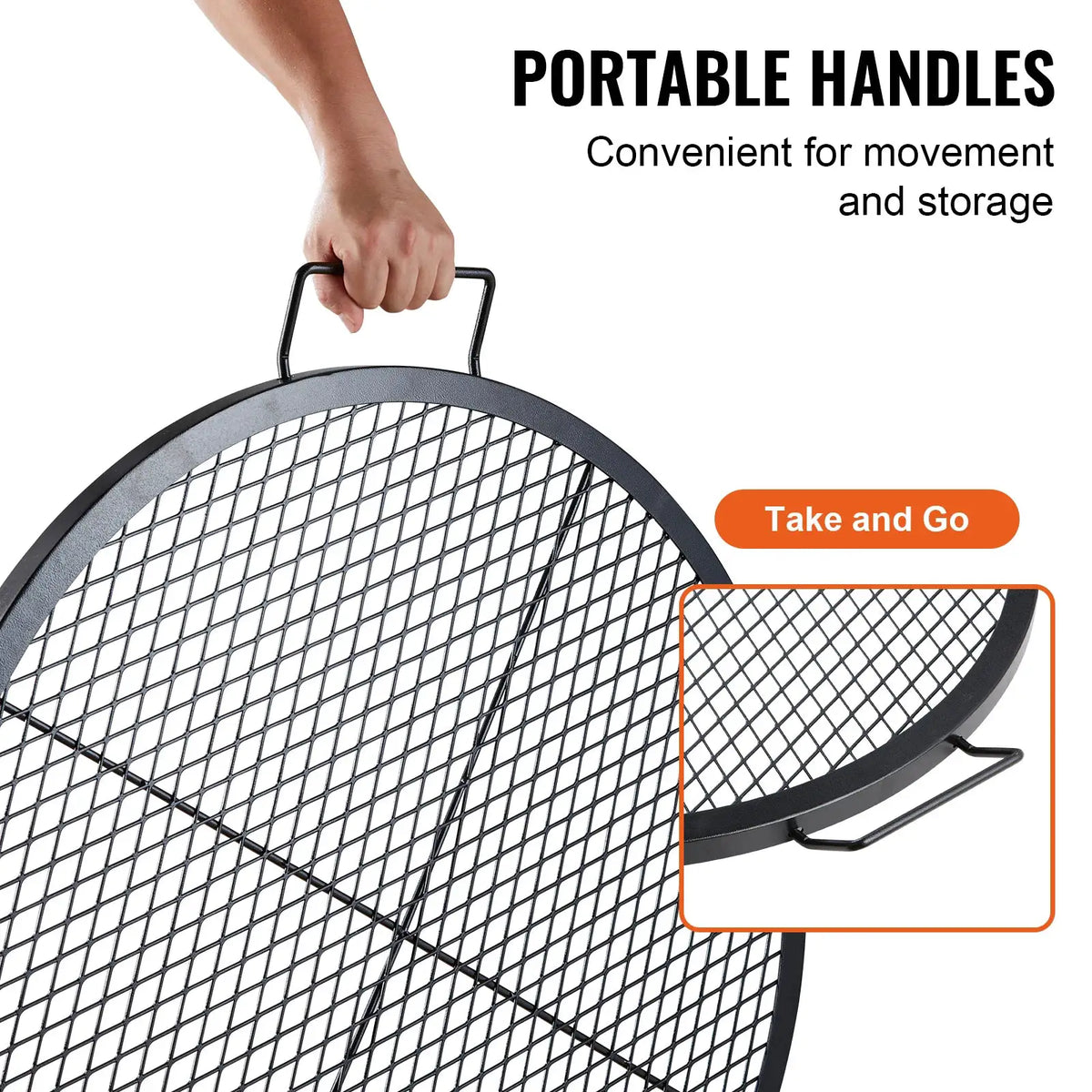 SucceBuy X-Marks Fire Pit Grill Grate Round Cooking Grate Heavy — product view 5