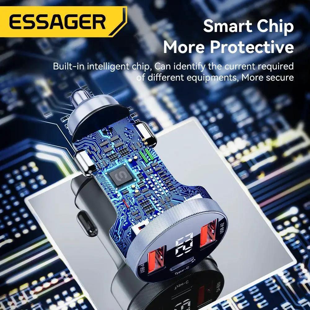 High Speed 3 Port Car Charger With PD Fast Charging Device