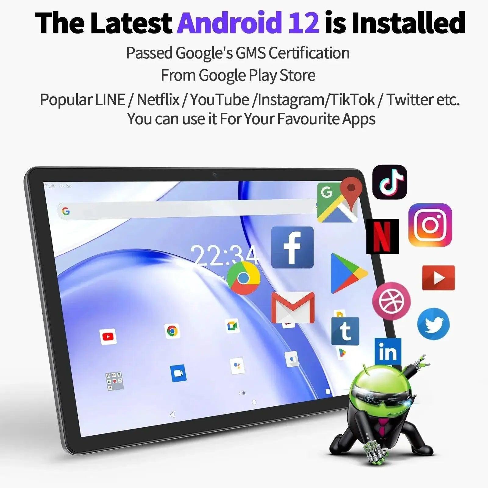 VASOUN Tab13 10.1 FHD Android Tablet OctaCore 12GB RAM 128GB