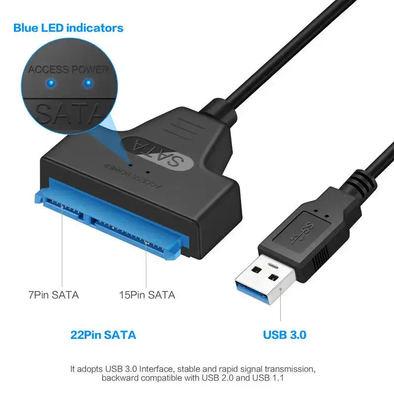 SATA to USB Cable USB 3.0 /Type-C to SATA III Hard Driver Adapter for 2.5" HDD/SSD SATA III Hard Disk Drive USB SATA Converter