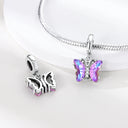 Silver Plated Purple Charm Flower