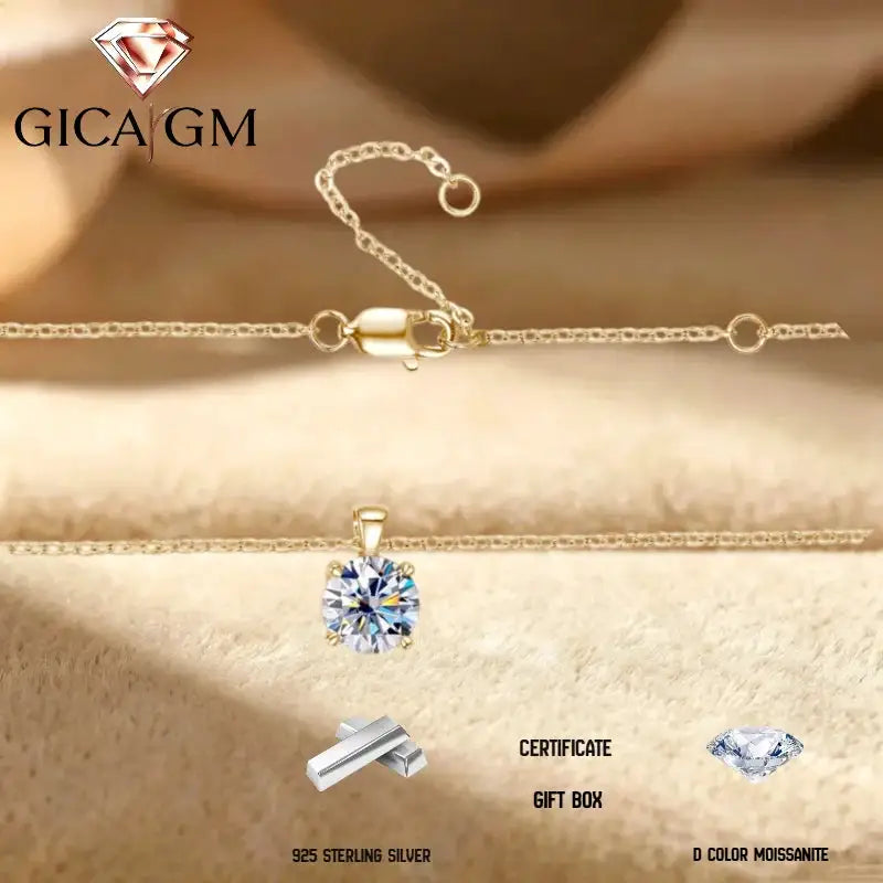 1CT D VVS1 Exquisite 100% S925 Moissanite Necklace Elegant Jewelry for Daily Wear Weddings & Banquets Birthday Anniversary Gift