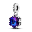 Silver Plated Purple Charm Flower