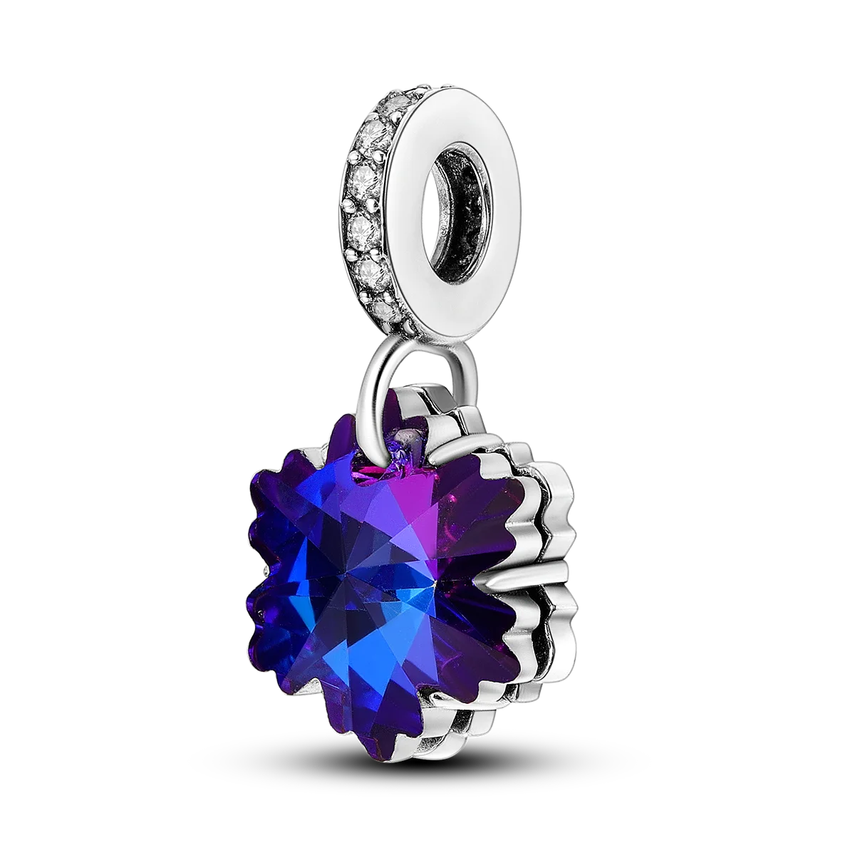 Silver Plated Purple Charm Flower