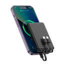 Compact Power Bank - Built In Cables Quick Charge
