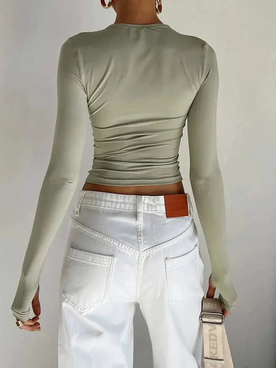 Chic Thumb Hole Crop Top for Women Stylish Essential