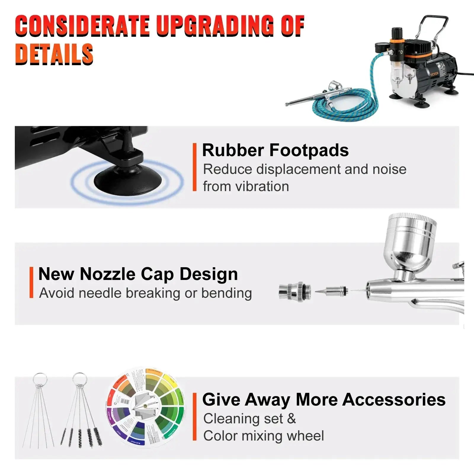 VEVOR Professional Dual Action Airbrush Kit 120W for Artists