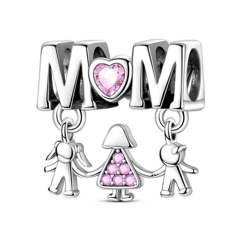 Charm Beads Sterling Silver Pink
