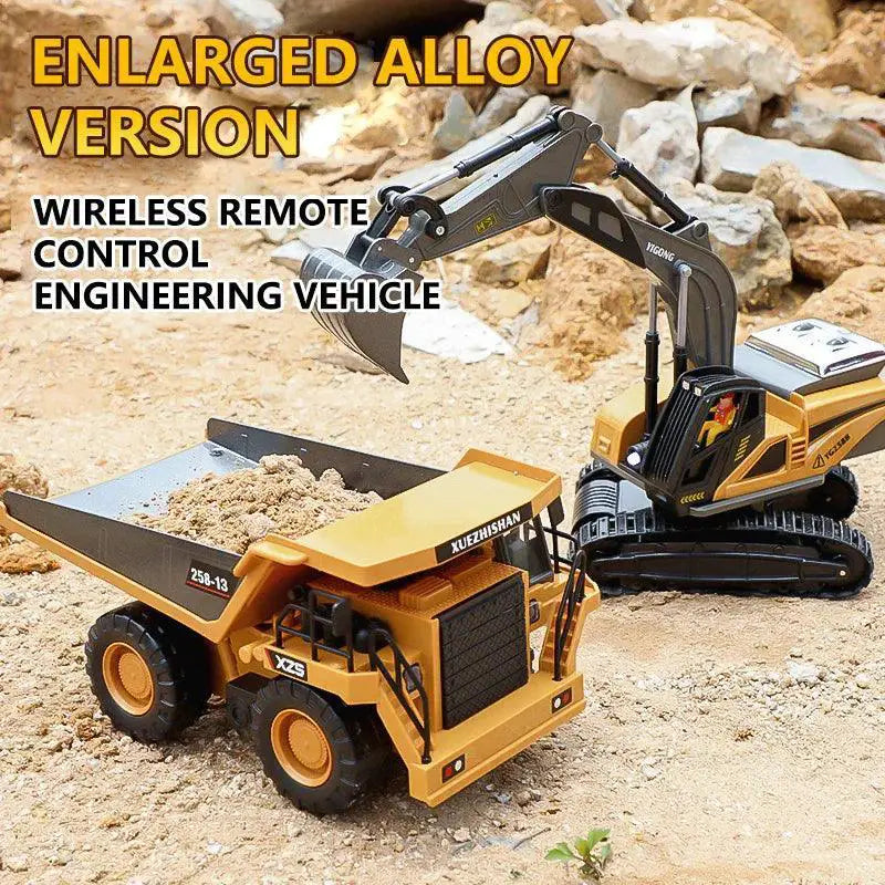 Remote Control Excavator and Dumper Truck Engaging RC Toy