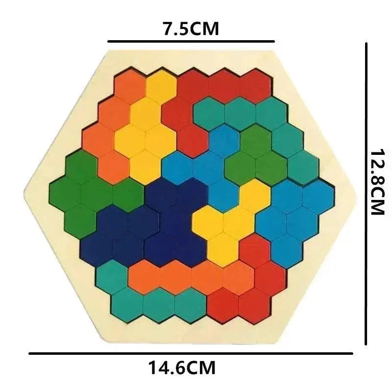 Wooden 3D Hexagonal Brain IQ Learning Puzzle Game for Kids