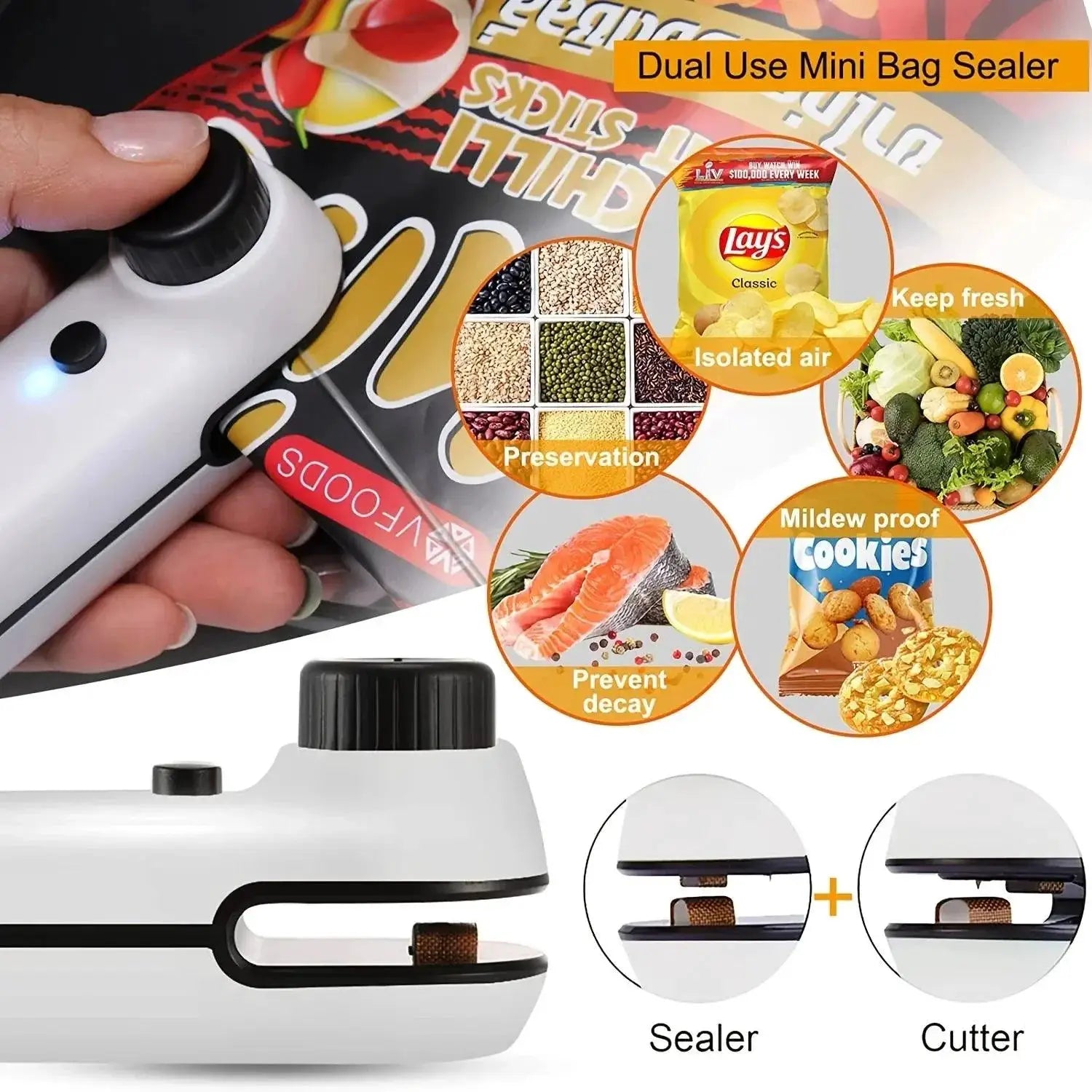 Portable Packaging Heat Sealer For Easy Snack Bag Sealing
