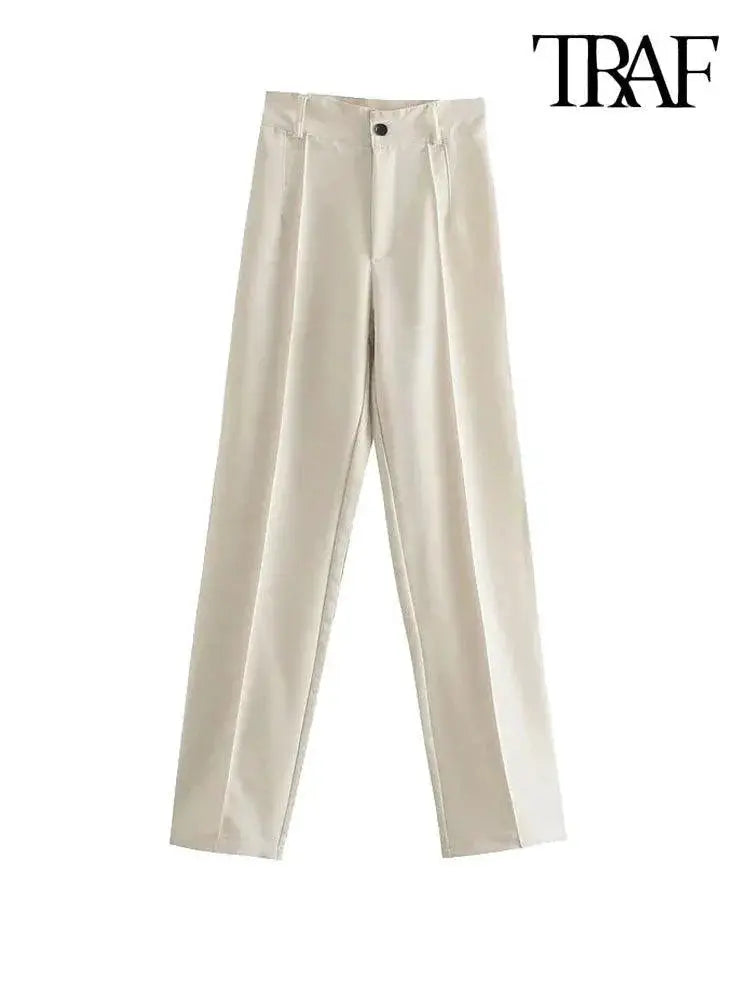Vintage Chic High Waist Pants For Modern Office Style