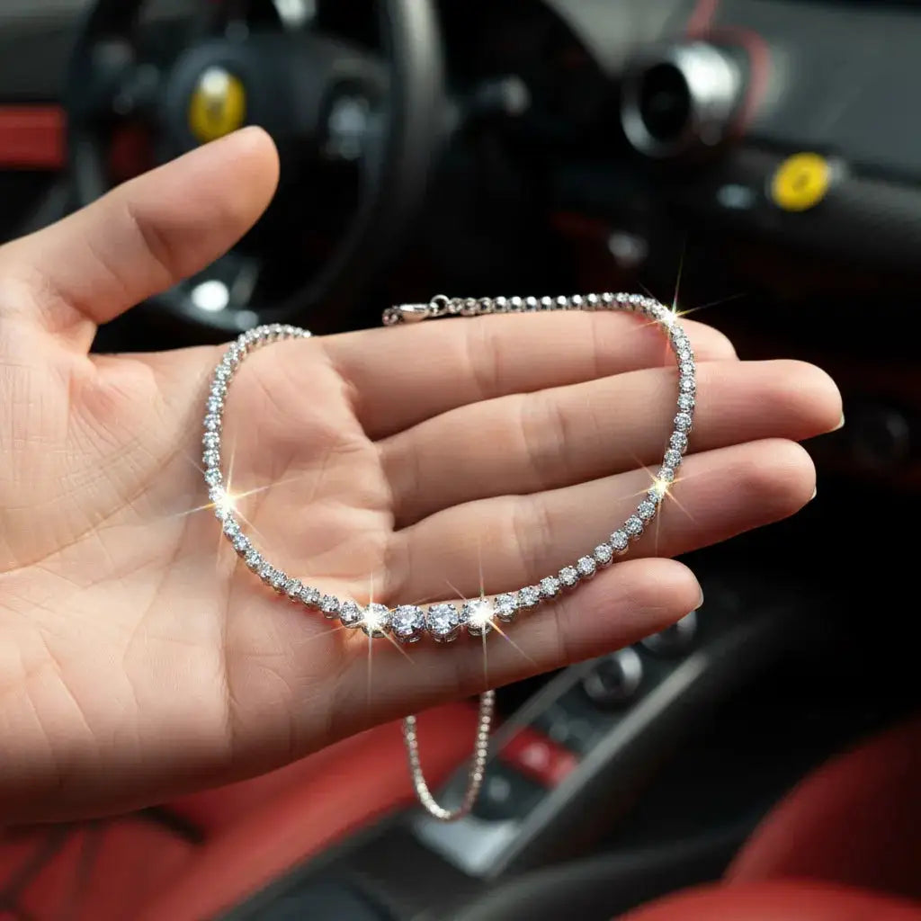 LYEE CYEE 925 Silver Moissanite Necklace 4mm Casual Fashion Light Luxury Women's Senior Gift with Certificate Authentication