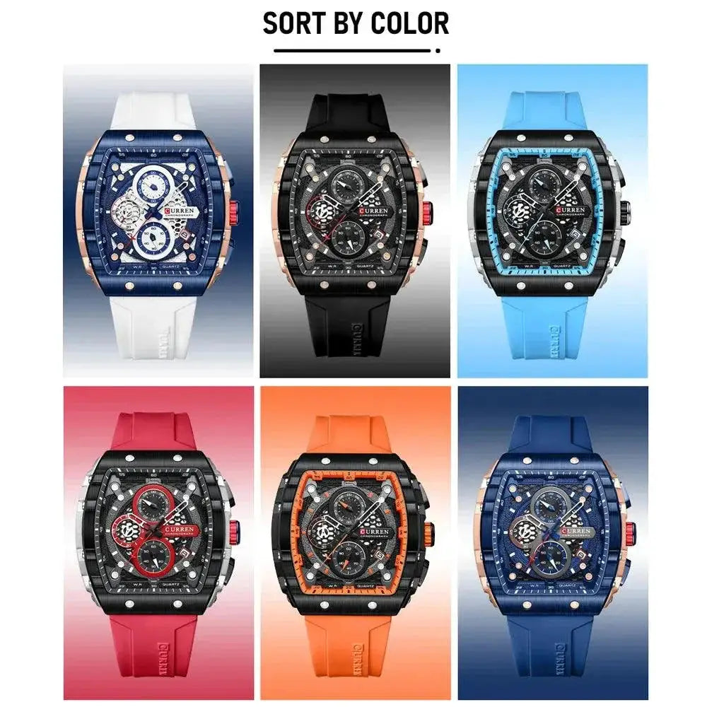 Curren Chronograph Square Dial Men's Wristwatch Luxury