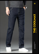 Winter Fleece Thick Jeans Men Business Casual Pants Collection