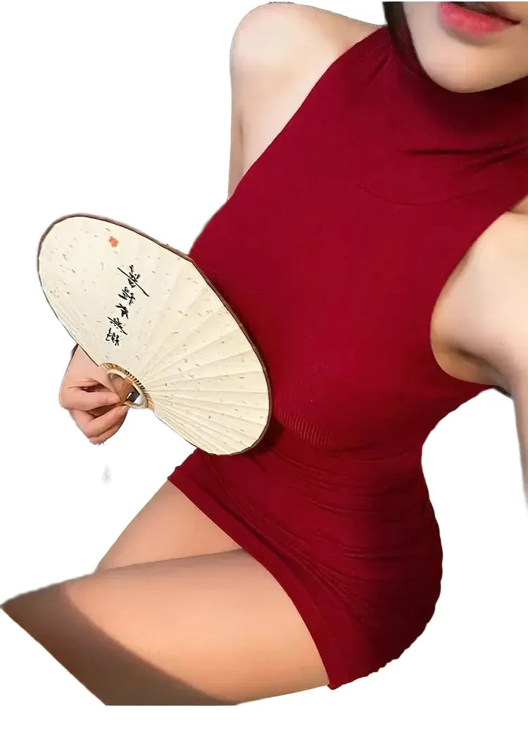 Summer High Neck Bodycon Dress With Oversleeve Pleated Edition — product view 1