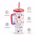 Meoky 40oz Tumbler Handle Straw Stainless Steel Cup Gift