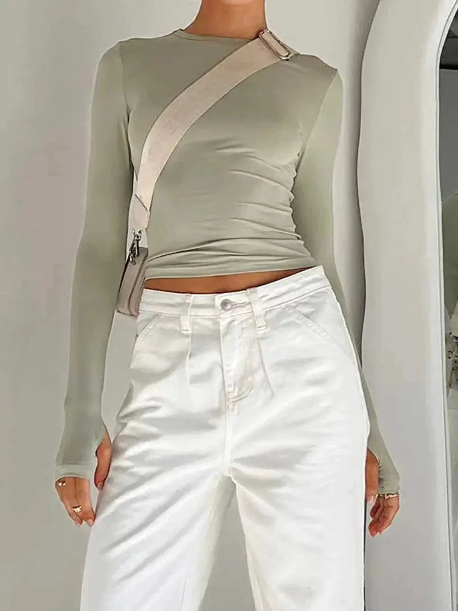 Chic Thumb Hole Crop Top for Women Stylish Essential