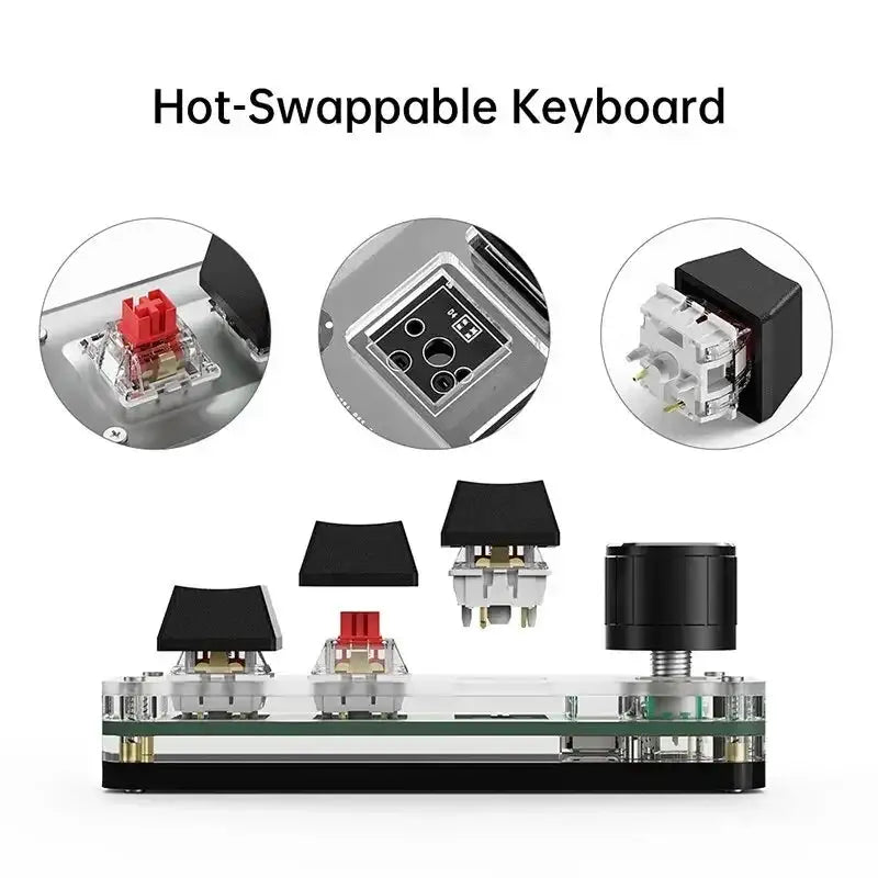 USB Mechanical Keyboard for Photoshop 3 Keys 1 Knob RGB Programming Macro Gaming Custom Programming Knob Keypads Mini Keyboard