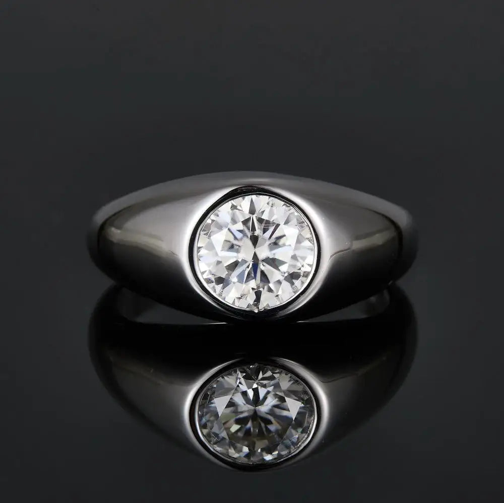 Round Moissanite Ring in Sterling Silver Prong Setting — product view 1