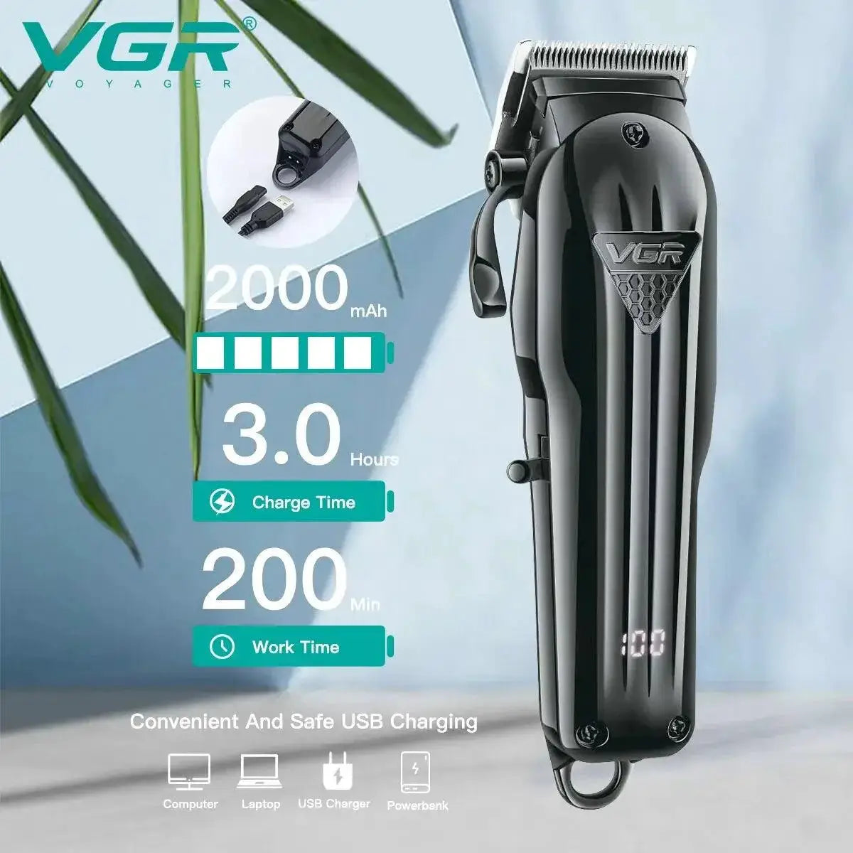 VGR Hair Clipper Trimmer Cordless Precision Grooming Tool