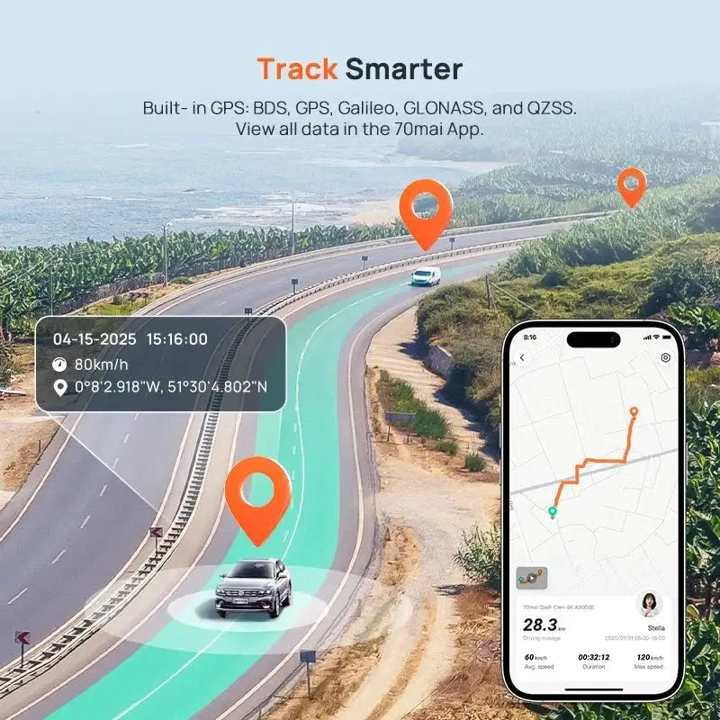70mai Dash Cam 4K A800SE Dual Channel 24H Parking HDR WiFi 6 Voice Control - stepyours.com