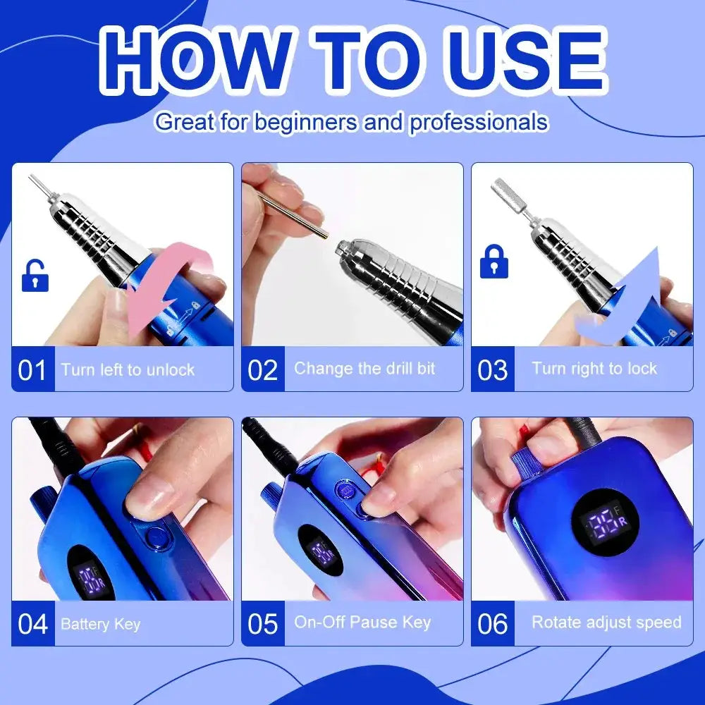 Professional Portable Electric Nail Drill Machine 35000RPM