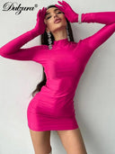 Sultry Long Sleeve Bodycon Dress Bold Streetwear Party Look