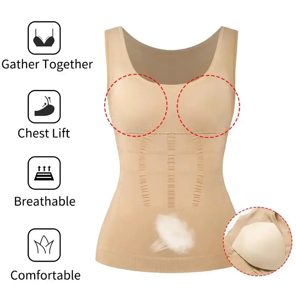 Sculpting Womens Seamless Padded Camisole For Tummy Control