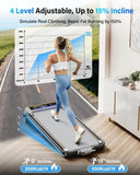 3.5HP Walking Pad Treadmill Adjustable Incline 4 Levels Bluetooth