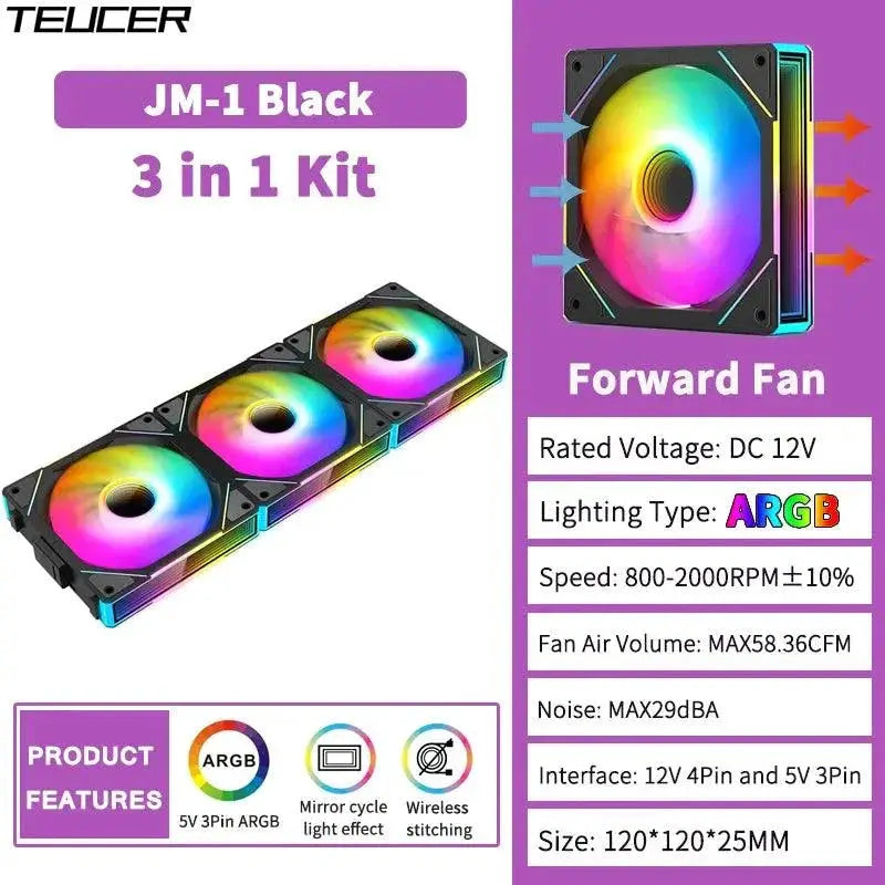 Teucer ARGB Cooling Fan With RGB Lighting DIY Case — product view 9