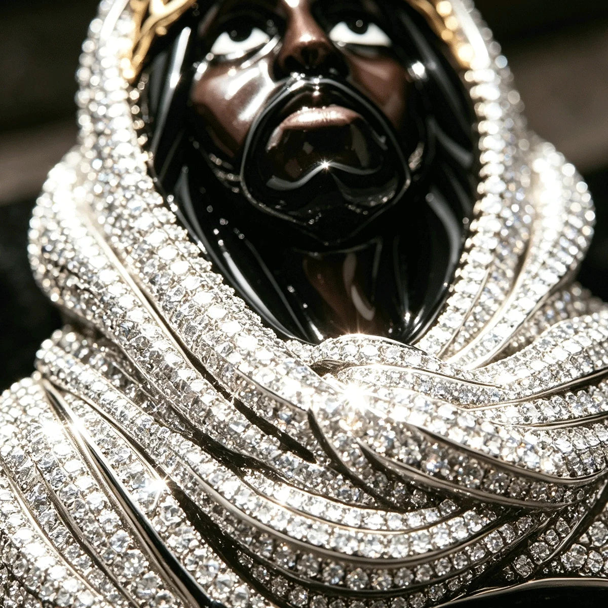 Iced Out Black Jesus Pendant