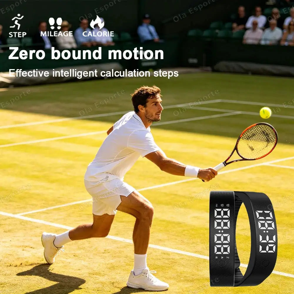 LED Digital Alarm Clock Watch Adjustable Snooze-proof Alarm Bracelet with Running Pedometer Waterproof Vibrating Alarm HT30