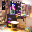 Glass Corner Vanity Makeup Desk