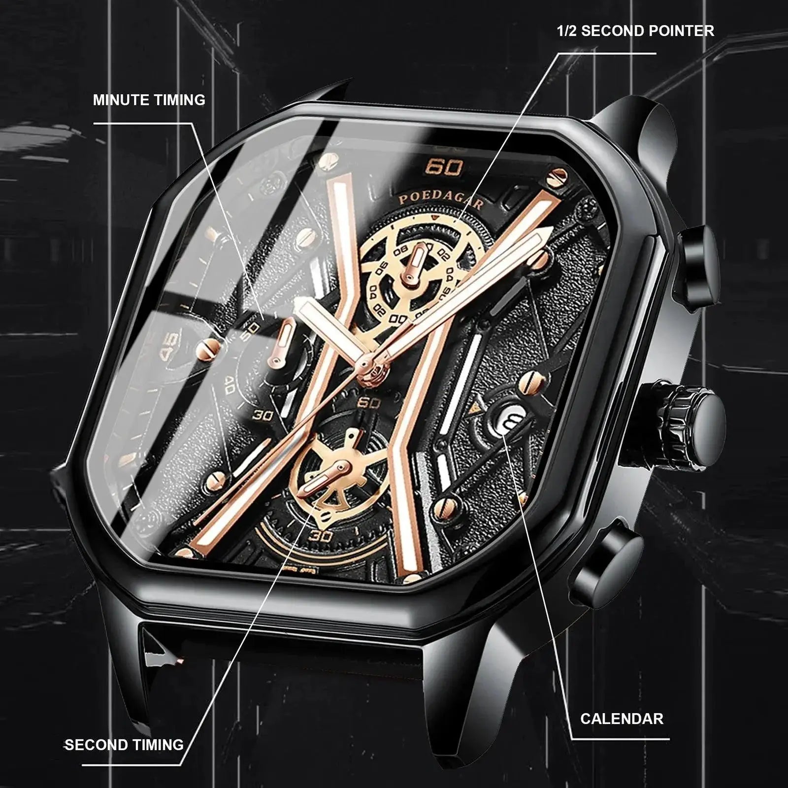 Chronograph Leather Watch Stylish Precision Timepiece