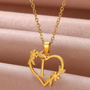 Golden Floral Heart Choker Necklace - Alphabet Jewelry