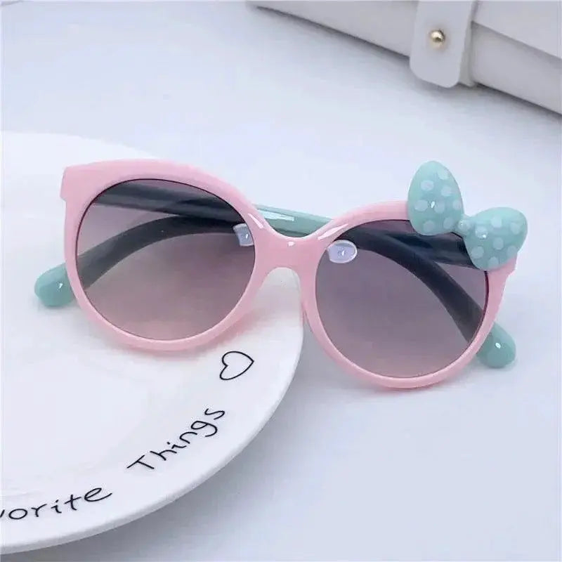 UV400 Kids Sunglasses Cat Design With Bowknot Charm
