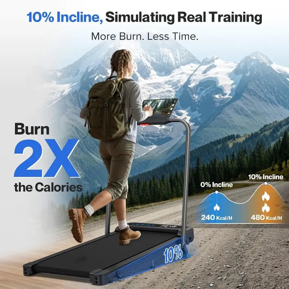 Foldable Treadmill with 10% Incline, Handle Bar, and 3.0 HP Motor for Quiet Exercise at Home or Office
