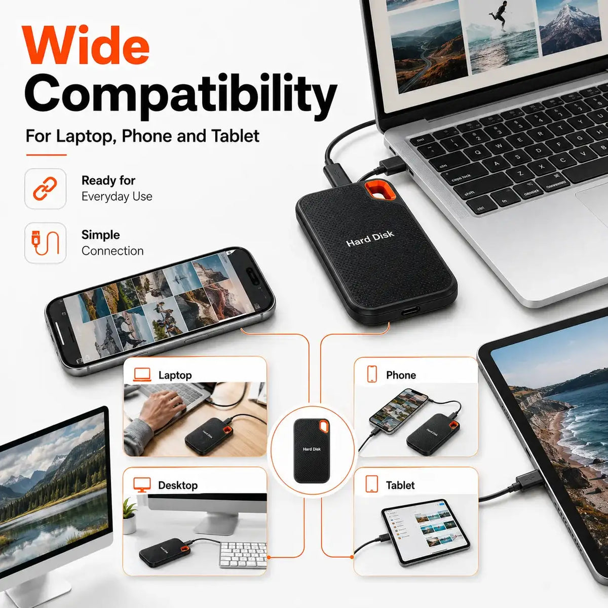 Mini Portable External Hard Drive SSD Type-C Backup Drive — product view 3