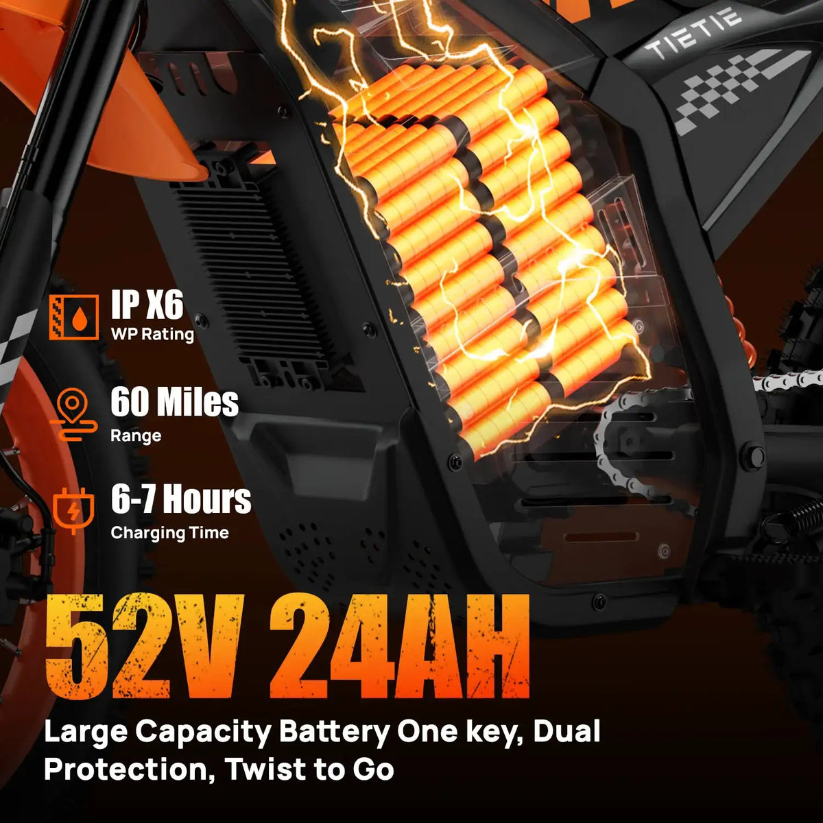 URLIFE E2 Electric Bike 750W Peak 52MPH Adult Ebike, 52V Removable Battery Commuter E-Bicycle with Front Suspension