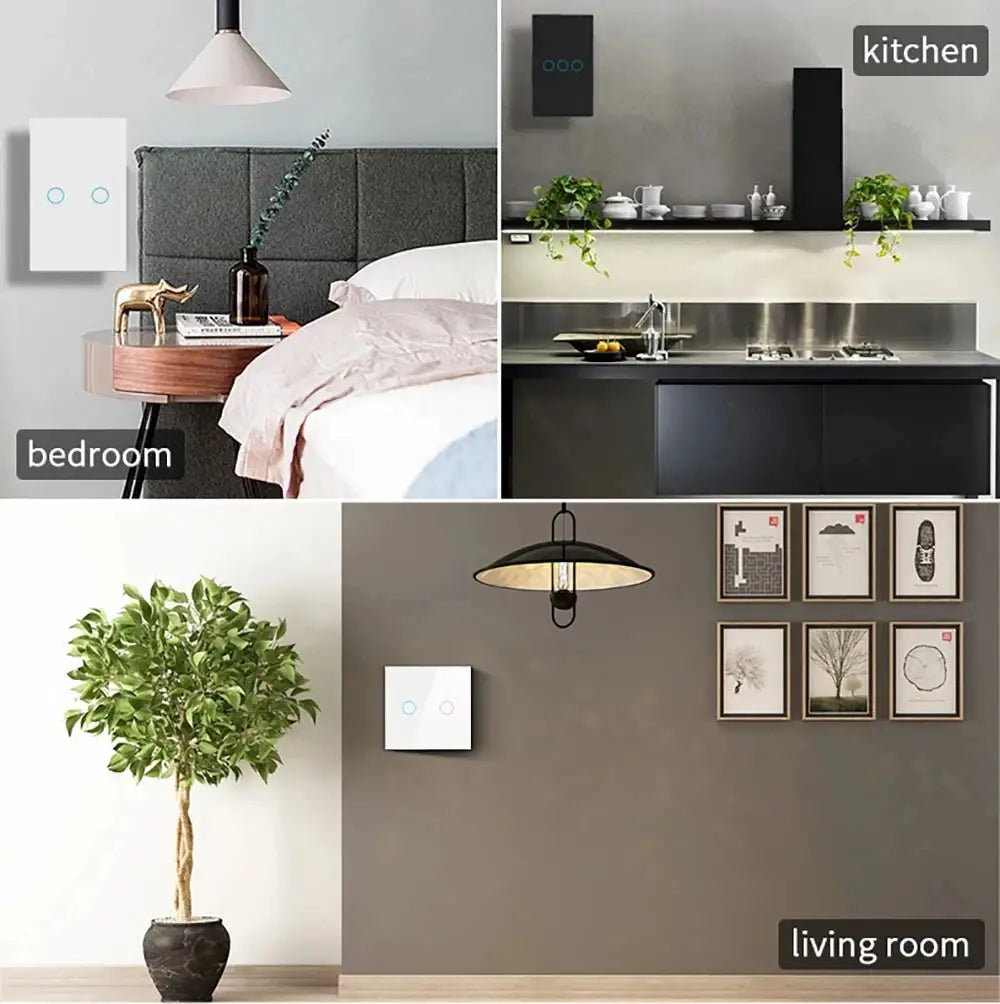 Touch Switch EU US LED Crystal Glass Panel Wall Lamp Light Switch 1/2/3 Gang AC100-240V LED Sensor Switches Interruttore 1pc