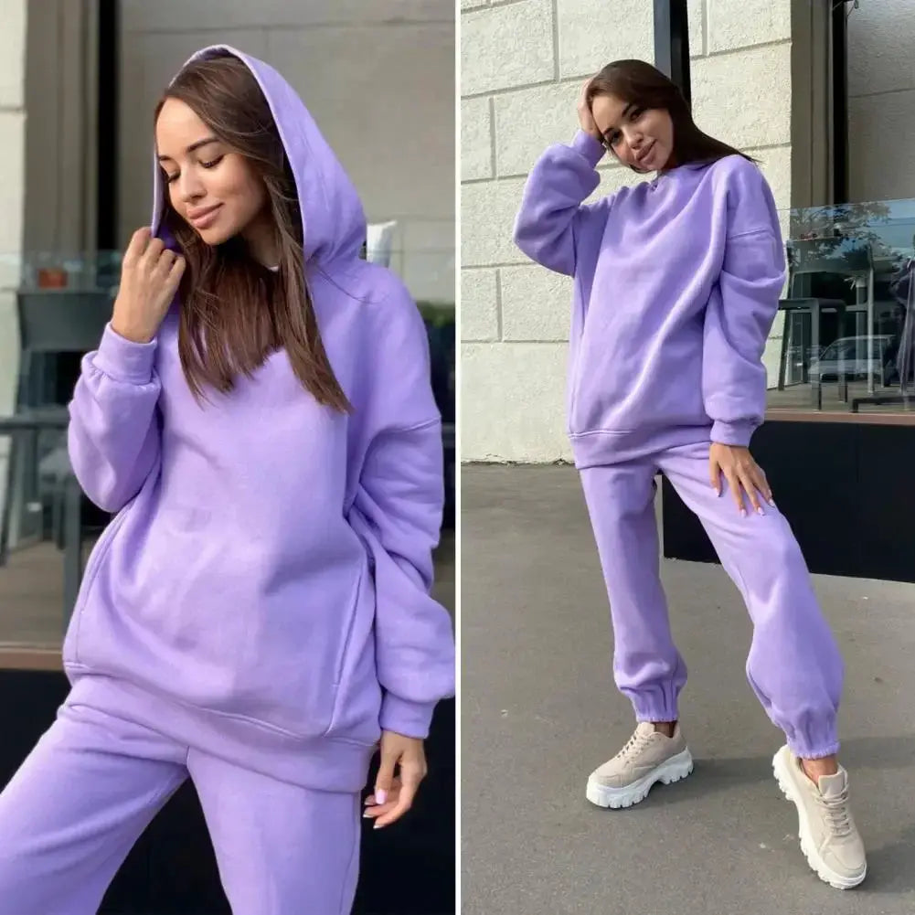 Women's Two Piece Tracksuit Hooded Sweatshirt Set Outfit