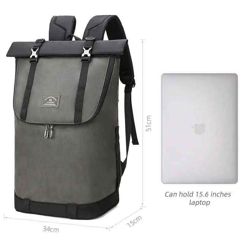 Laptop Backpack Women Men Roll Top Waterproof Travel Hiking Rucksack Lightweight Casual Daypack Stylish School Bag