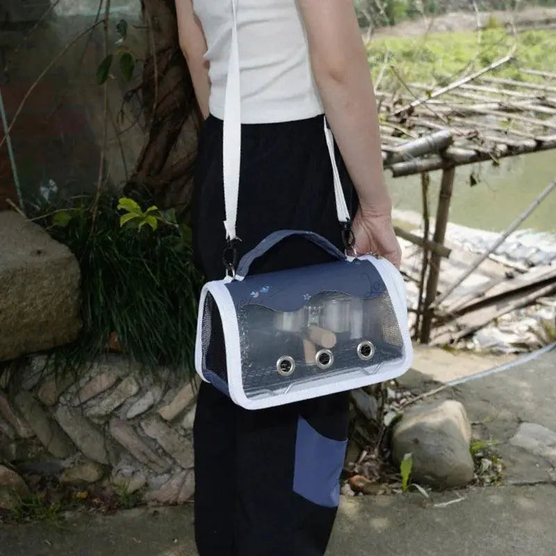FeatherTrail Bird Travel Carrier With Feeding Cup And Stand